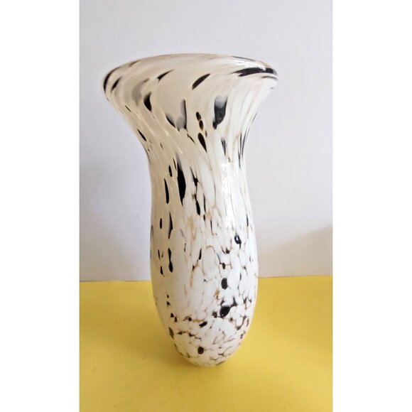 Todd Oldham Heavy Art Glass Vase White, Gold, Brown Mottle Design 12.5" - Picture 11 of 15